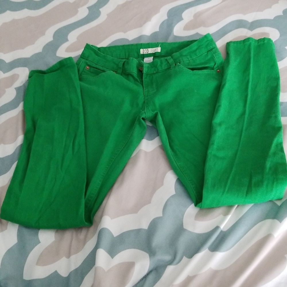Green skinny jeans